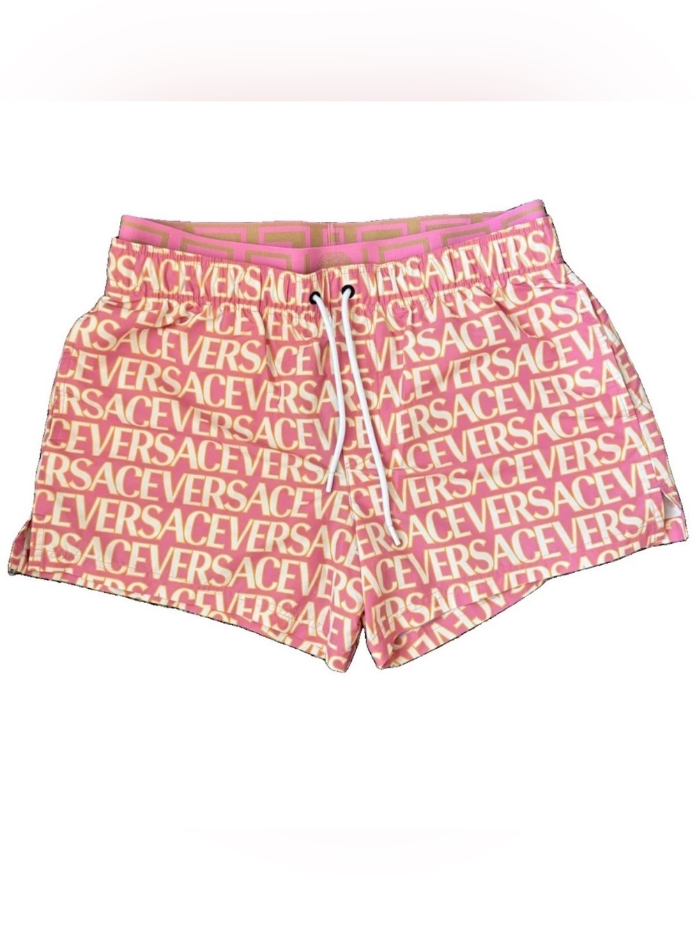 Versace All-Over Logo Swim Shorts size 5 • Brand New